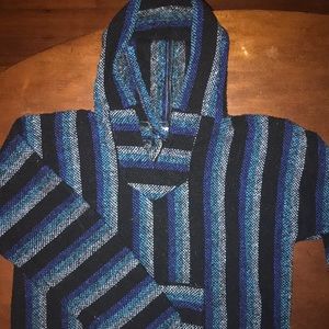 Blue striped drug rug